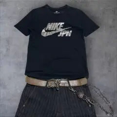 00s【nike】logo tech tee/y2k/swag/退廃的/黒/短丈