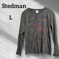 Stedman 【L】カラフルスタンプ柄 長袖Tシャツ レディース 長袖