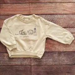 cottoli ロンドン　イラスト付き　ベージュ　トレーナー90