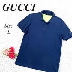 GUCCI グッチ 星刺繍 ポロシャツ ネイビー L イタリア製 紺のサムネイル