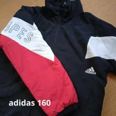 美品　160cm adidas ストライプジャケット 黒/赤/白