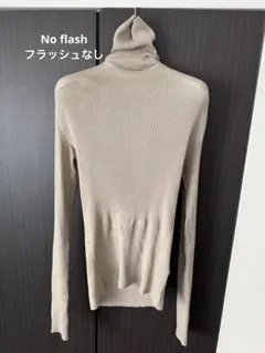 ベージュ リブ タートルネック ニット 長袖のサムネイル