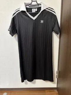 新品美品adidas ストライプ ブラック ポロドレス 半袖
