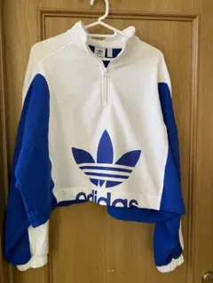 値下げadidas ハーフジップ　クロップド丈スウェット