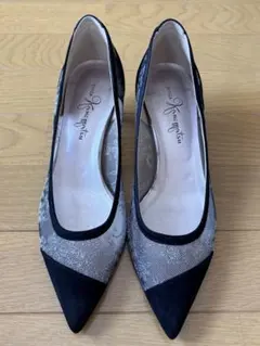 銀座かねまつ　ポインテッドトゥ　レース　ハイヒール　25センチ 超美品