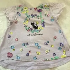 ANNA SUI mini 花柄猫プリント半袖シャツ90サイズのサムネイル