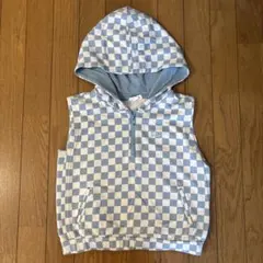 GAP チェック柄 フード付きベスト 140cm