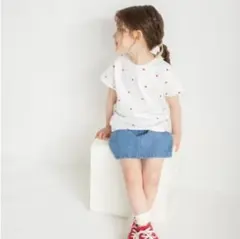 branshesキッズ　女の子　100cm 総柄半袖Tシャツ ハートのサムネイル