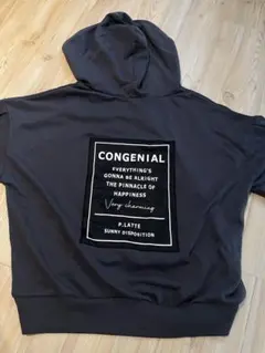 SALE ピンクラテ　半端丈パーカー　スミクロ　160cm