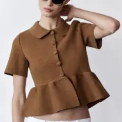 美品ZARAペプラムショートスリーブニットジャケット即購入可 - メルカリ