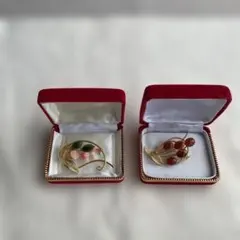 花デザインブローチ2点セット
