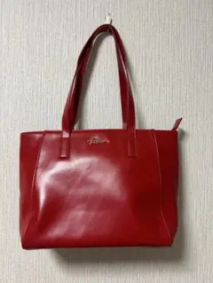 [新品]赤い合成皮革ショルダーバッグ 新品タグ付き