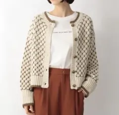 LOWRYSFARM 2way 柄ショートニットプルオーバー カーディガン