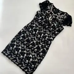 アンディ　レース　ワンピース　ブラック　M パール