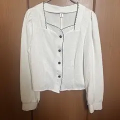 も*も様 SHEIN ホワイト 花柄 長袖 ブラウス 白