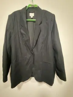 H&M リネンブレンド テーラードジャケット EUR L ブラック 麻混 黒のサムネイル