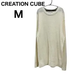 CREATION CUBE メンズ ホワイト アイボリー ニット セーター M