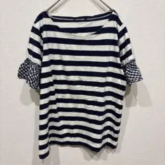 ジェイクルー ボーダー ボートネック フリル袖 カットソー 白 紺 お出かけのサムネイル