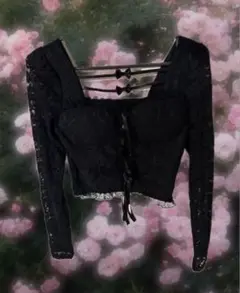 XOXOkiskis 黒レースブラウス長袖トップス