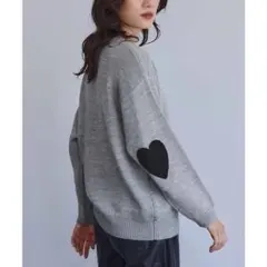 ELFRANK エルフランク エルボーパッチ ニットプルオーバー グレー