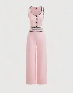 ピンク タンクトップ ワイドパンツ セットアップ