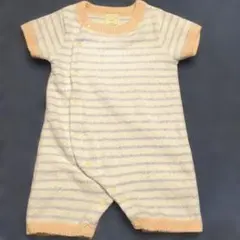 【美品】ジェラートピケ ストライプ 半袖ロンパース 70-80cm