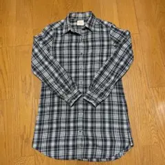 ユニクロ　 チェック柄 長袖ロングシャツ グレー S