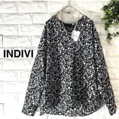 INDIVI【13】大きいサイズ ジオメトリック柄 ブラウス 幾何学 