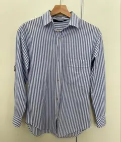 ZARA BASIC 青と白のストライプシャツ XS