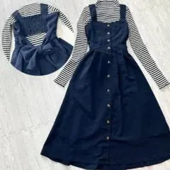 未使用級　ワンピース　ネイビー　キャミワンピ　Mサイズ　デート服　大人　春　夏服