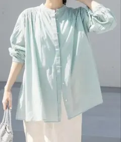 アーバンリサーチドアーズ　コットンボイルギャザーブラウス　ミント　Mサイズ
