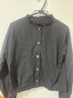 黒いフリル襟長袖シャツ Mサイズ