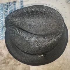 MANIERA 黒 ストローハット リボン（紐）付き 日本製のサムネイル