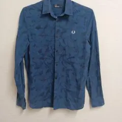 FRED PERRY ブルー迷彩長袖シャツ S