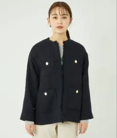 green label relaxing ツイード ノーカラージャケット