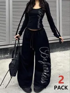 SHEIN Coolane ブラックニットグラフィックプリントセットアップ