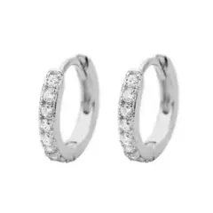 パヴェ　8㎜　プチ　小ぶり　小さい　フープピアス　シルバー　CZダイヤモンド