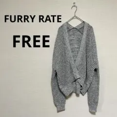 【極美品】FURRY RATE メッシュ切替ドルマンカーディガン ブルー F