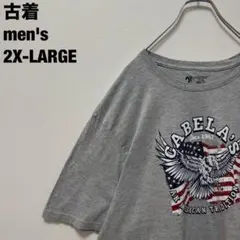 古着 CABELA'S カベラス Tシャツ 星条旗 イーグル グレー 2XL