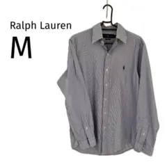 【美品】ラルフローレン　シャツ　ストライプ　青×白　メンズM