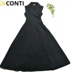 【CONTI】ブラック ノースリーブ ロングワンピースウエストゴム入り✨️【М】
