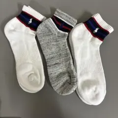 Polo ネイビー ロゴ入りソックス 3足セット25-27稀少