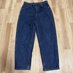 GUダークブルー ワイドレッグデニムパンツ XLサイズ