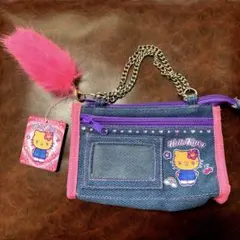 ①ハローキティ デニムマルチポーチ チェーンバッグ風