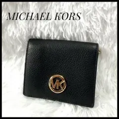 マイケルコース　二つ折り財布 ブラック ゴールドロゴ レザー レディース　MK