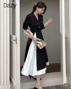 SHEIN DAZY Kpop ツートーン ボタンフロント シャツドレス