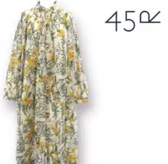美品】45R 度甘平ほうせんか 半袖 シャツワンピース ネイビー 薄手 