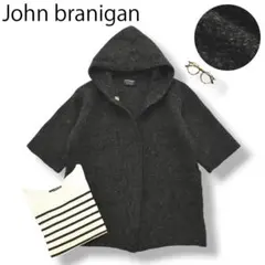 【美品】 ジョンブラニガン 七分袖 ウール フーデット ショート丈 コート♪