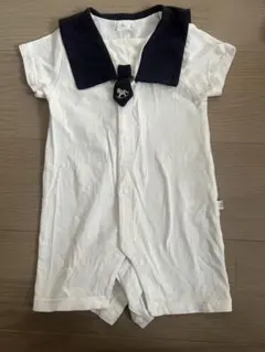 バースデイ（Cottoli）:セーラー襟半袖ロンパース（80）