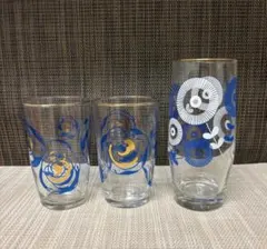 昭和レトロポップ 大きめの花 アデリア・東洋硝子 グラス 3コ